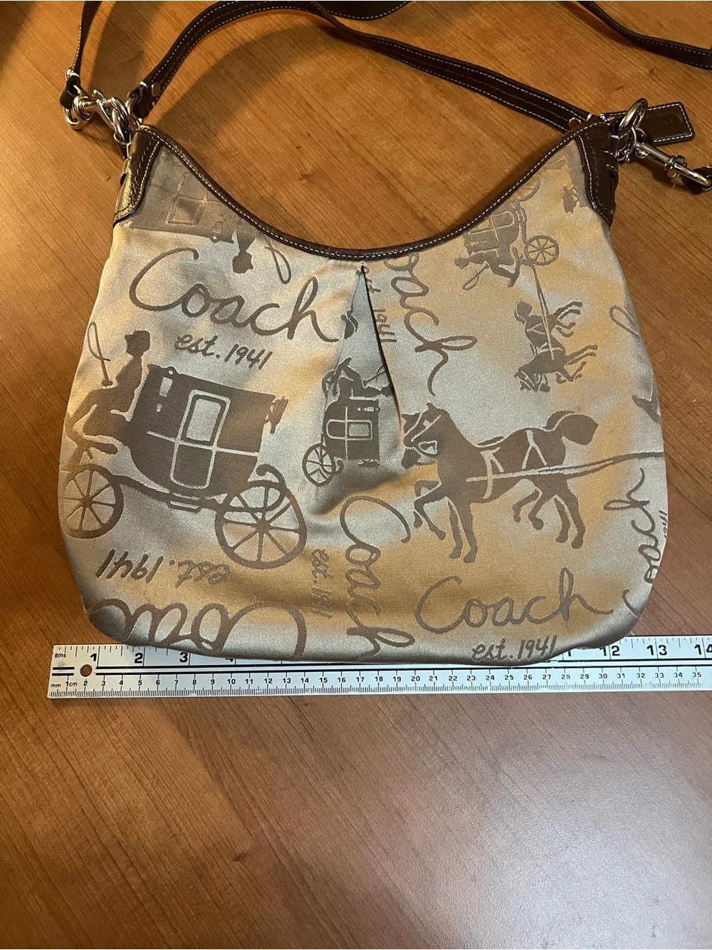 Coach Horse & Carriage Hobo Shoulder Cross Body Bag Tan Brown Vintage F14480 - Picture 8 of 9